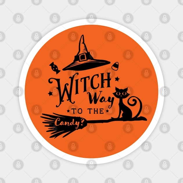 Halloween - Witch Way to the Candy? Magnet by Design By Leo